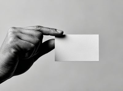 Hand Holding Blank Card Black-White Poster.