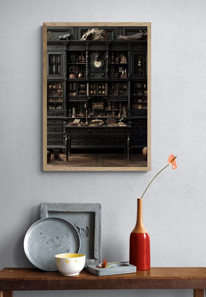 Dark Curiosity Cabinet Photography Poster. — room view 3