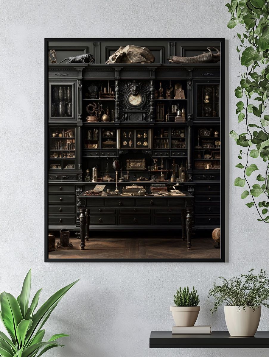 Dark Curiosity Cabinet Photography Poster. — room view 4