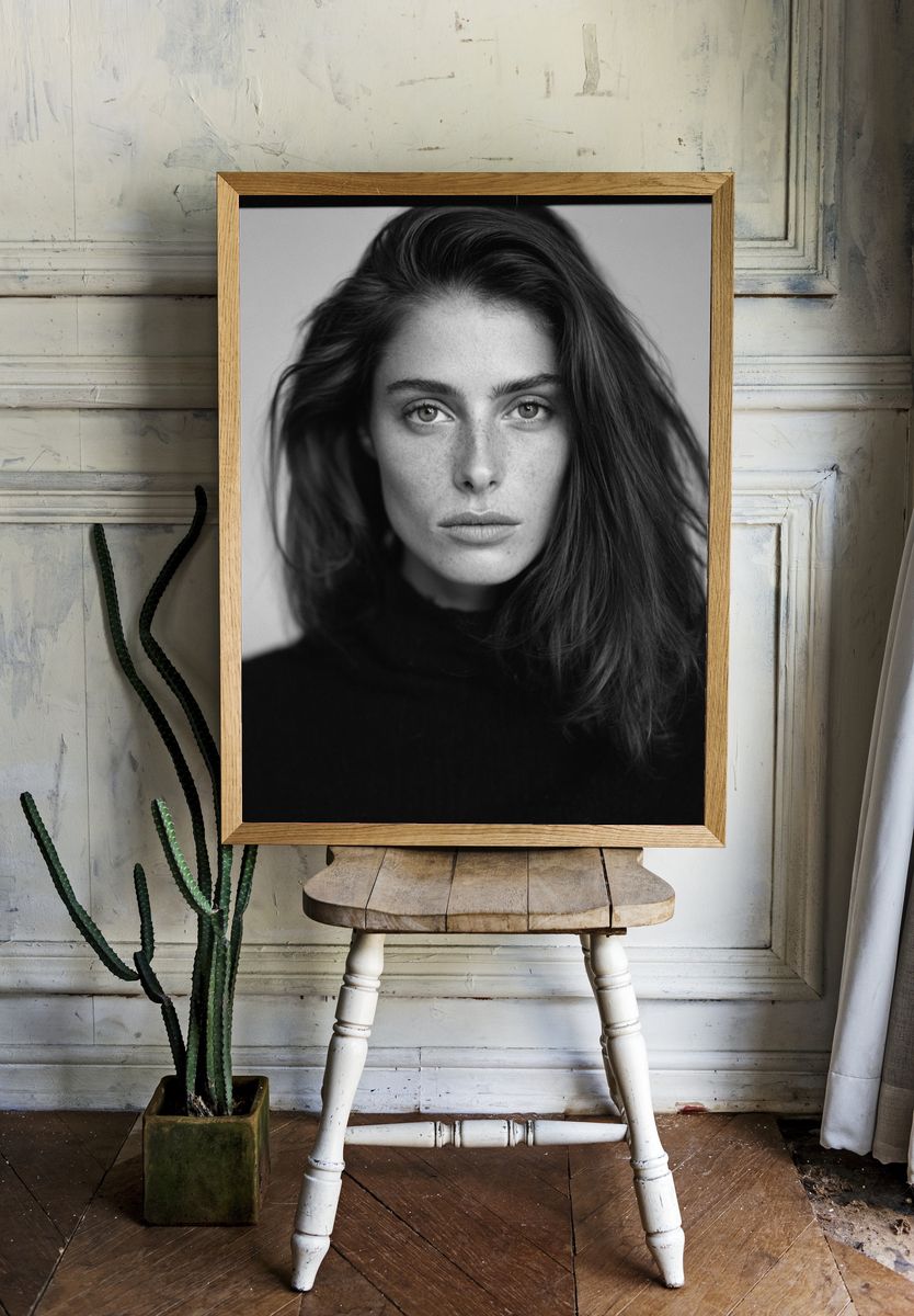 Monochrome Fashion Portrait Poster. — room view 1