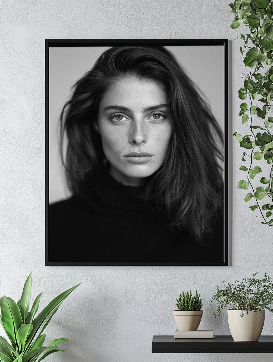 Monochrome Fashion Portrait Poster. — room view 4