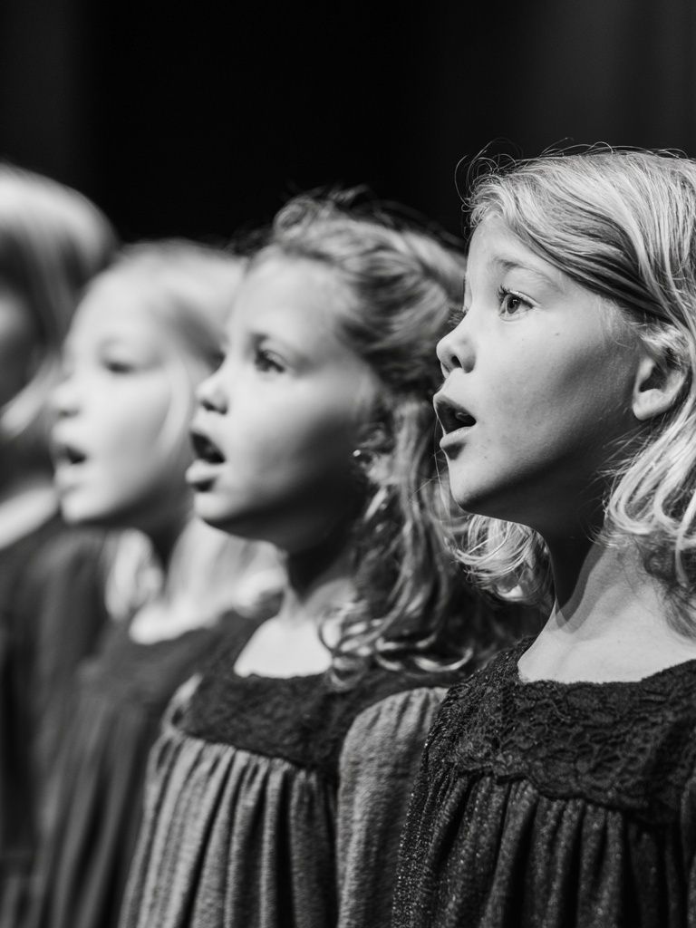Children Singing Black-White Poster. poster — photography art