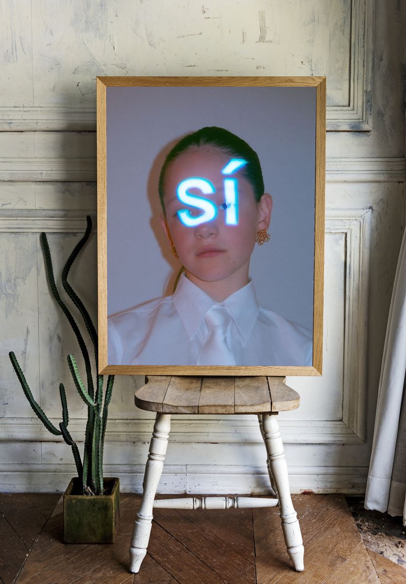 Neon Si Portrait Poster. — room view 1