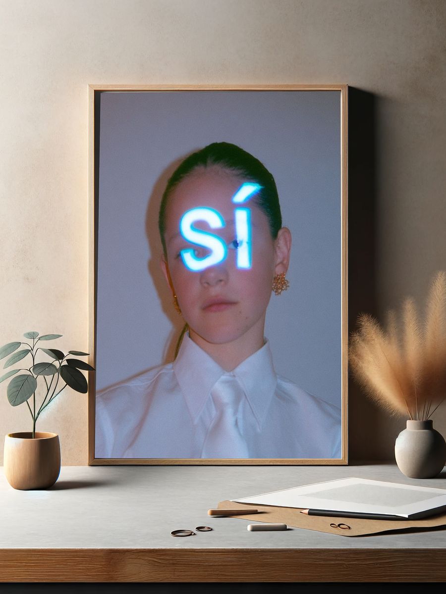 Neon Si Portrait Poster. — room view 2
