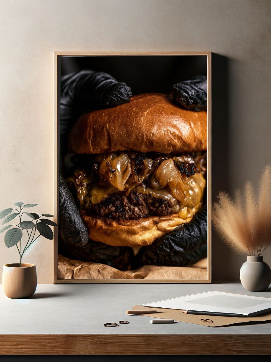 Gourmet Burger Photography Poster. — room view 2