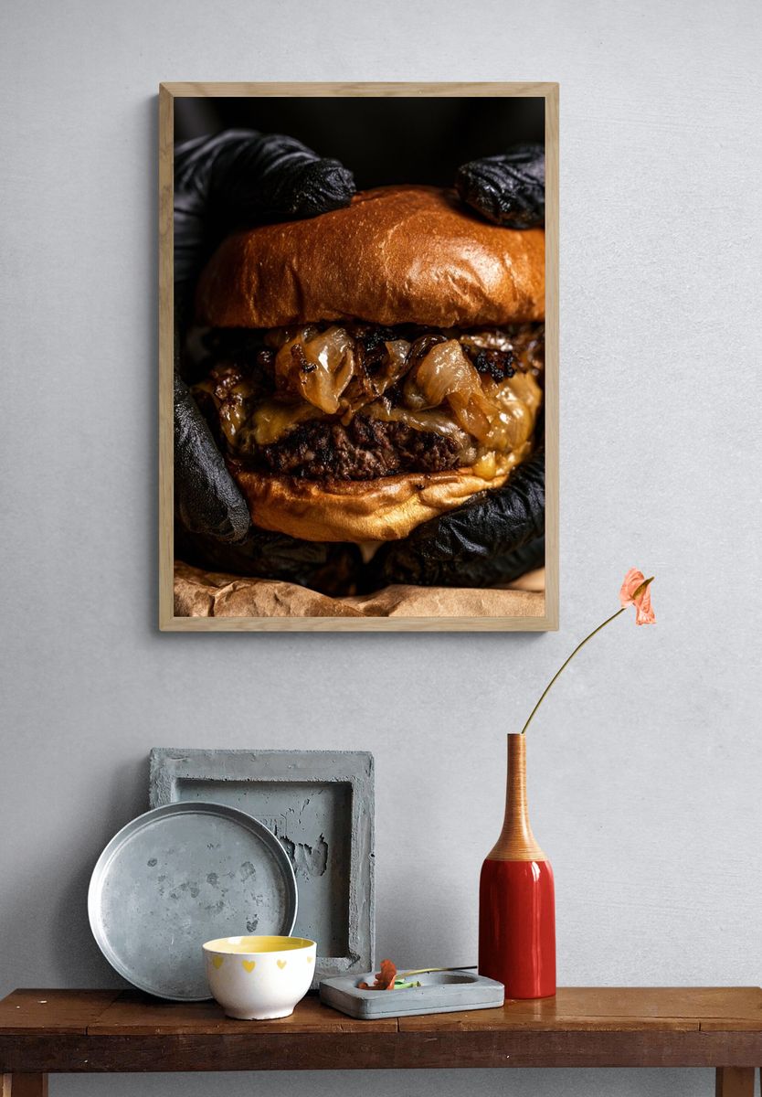 Gourmet Burger Photography Poster. — room view 3