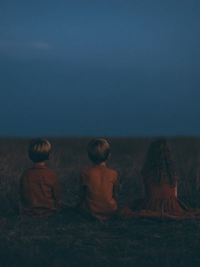 Children at Dusk Photography Poster.