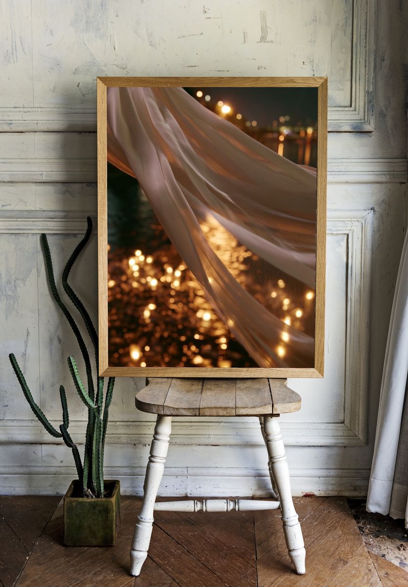 Golden Silk Lights Photography Poster. — room view 1