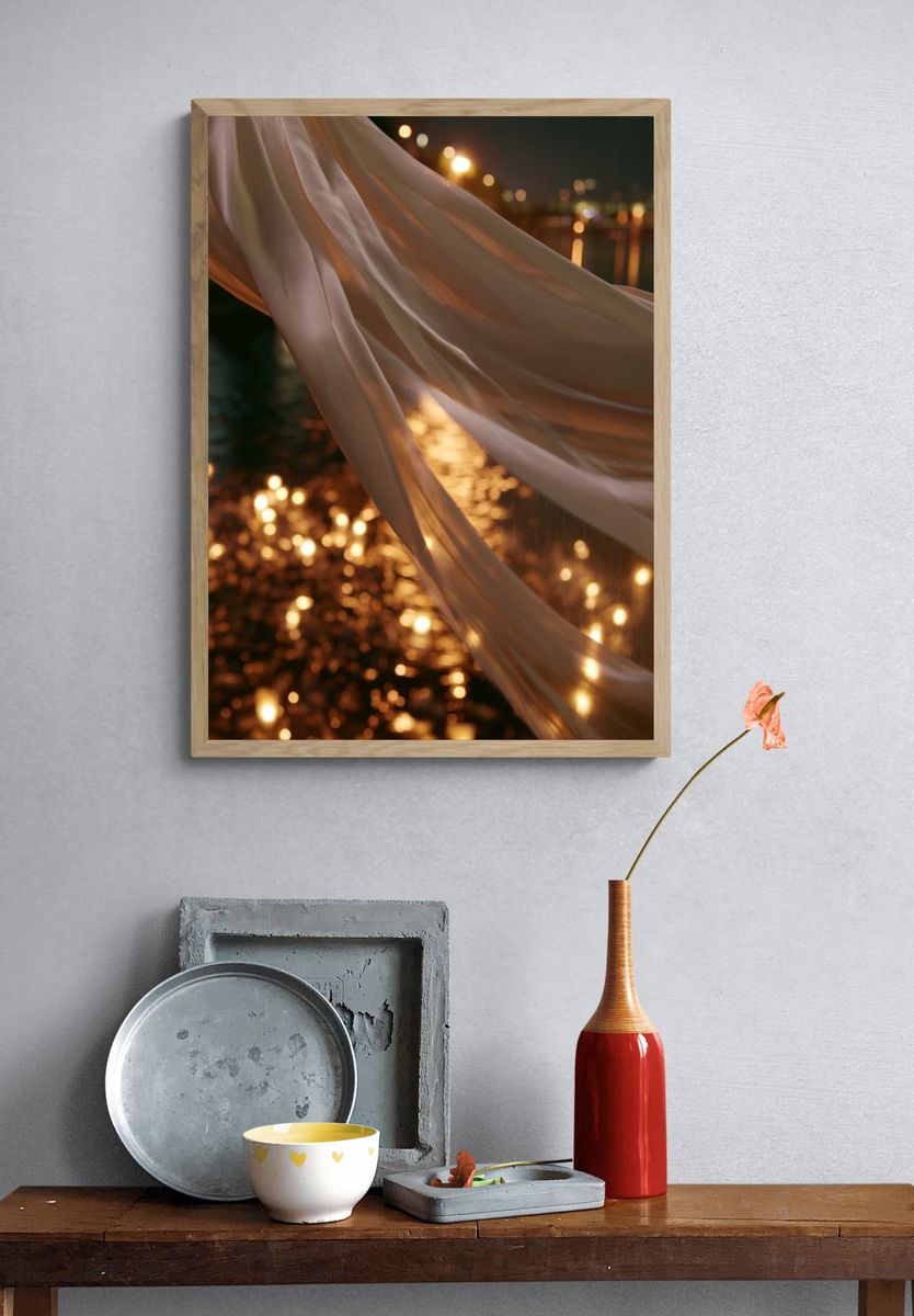 Golden Silk Lights Photography Poster. — room view 3