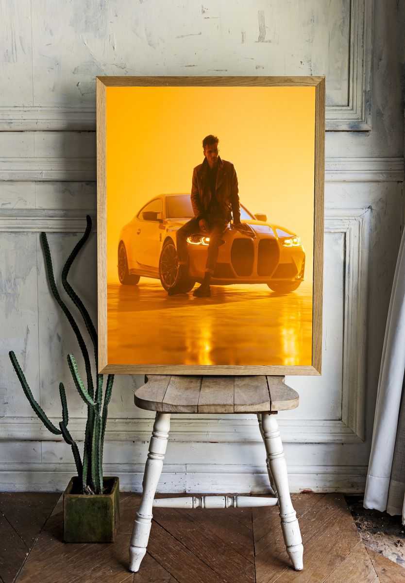 Golden Car Portrait Photography Poster. — room view 1