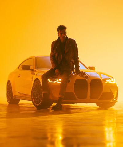 Golden Car Portrait Photography Poster. poster print