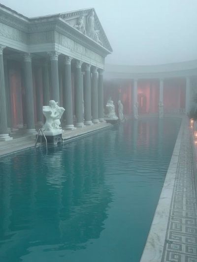 Foggy Roman Courtyard Pool Print. poster print