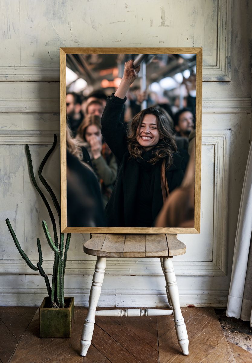Smiling Commuter Photography Poster. — room view 1