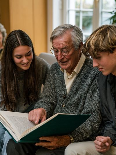 Generations Reading Together Photography Poster. poster print