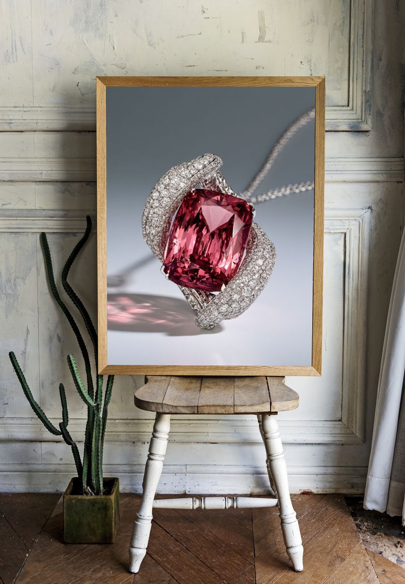 Pink Gemstone Jewelry Photography Poster. — room view 1