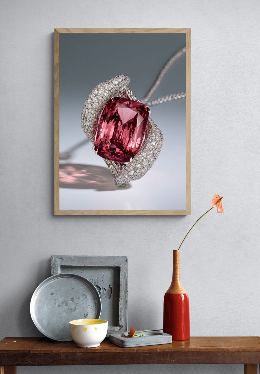 Pink Gemstone Jewelry Photography Poster. — room view 3