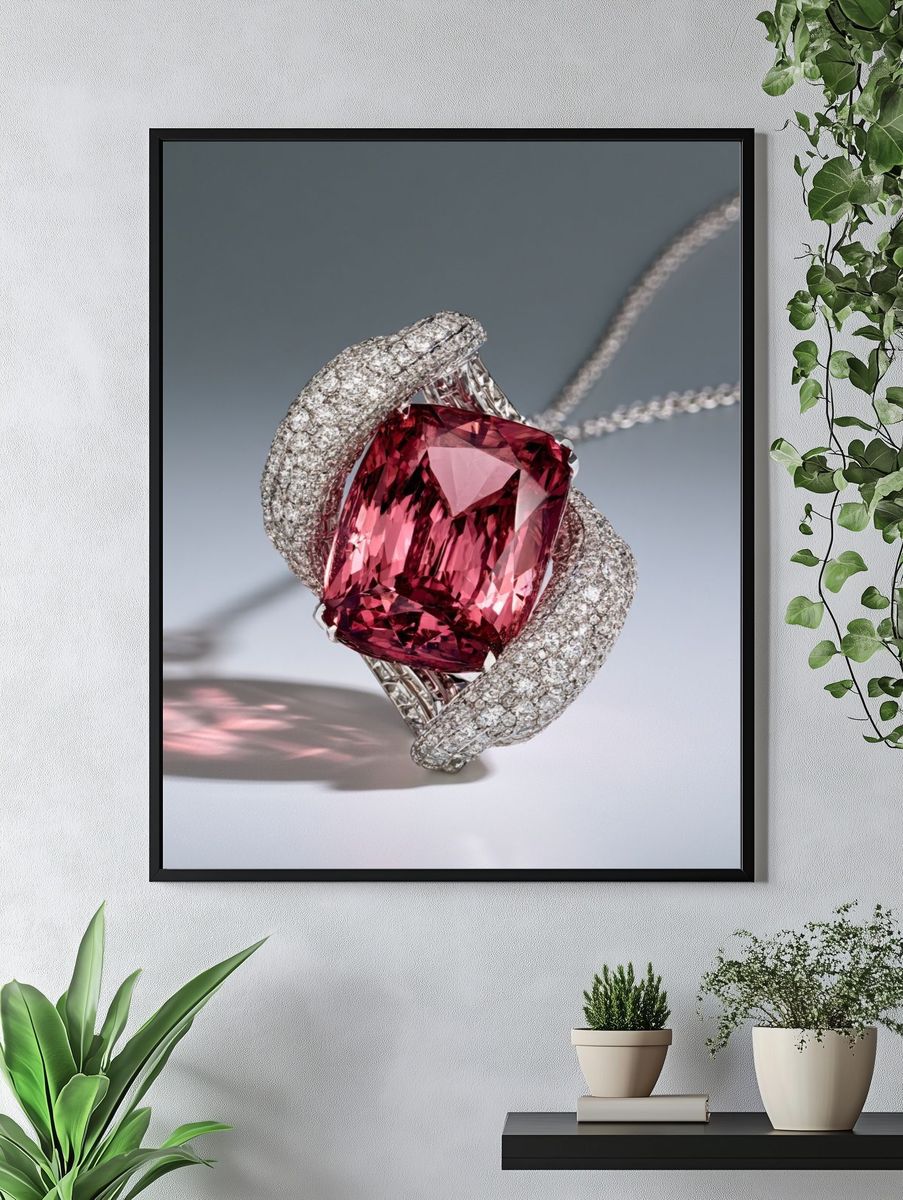 Pink Gemstone Jewelry Photography Poster. — room view 4