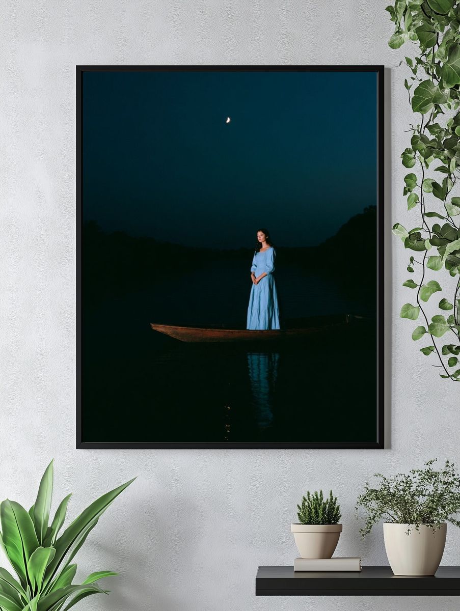 Moonlit Boat Portrait Photography Poster. — room view 4