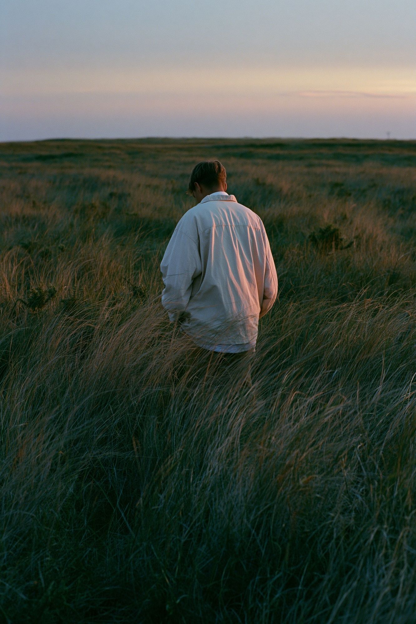 Solitary Figure in Grassland Poster. poster — photography art