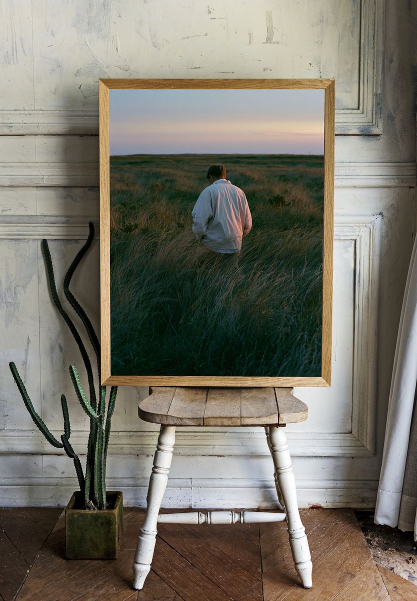Solitary Figure in Grassland Poster. — room view 1
