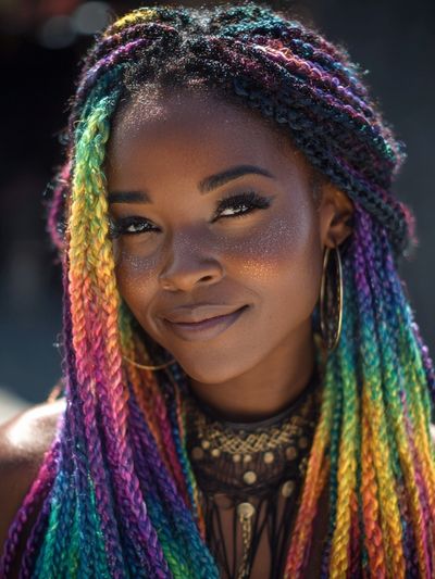 Rainbow Braids Portrait Print.