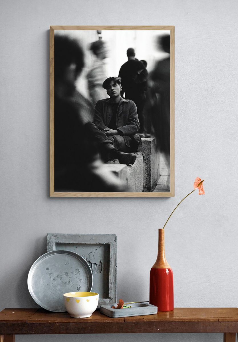 Urban Solitude Black-White Poster. — room view 3