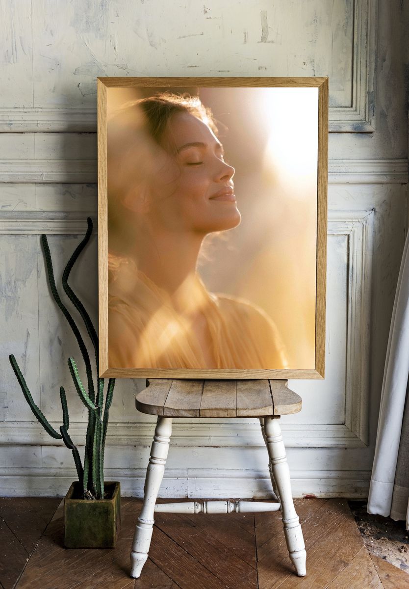Sunlit Serenity Portrait Print. room preview