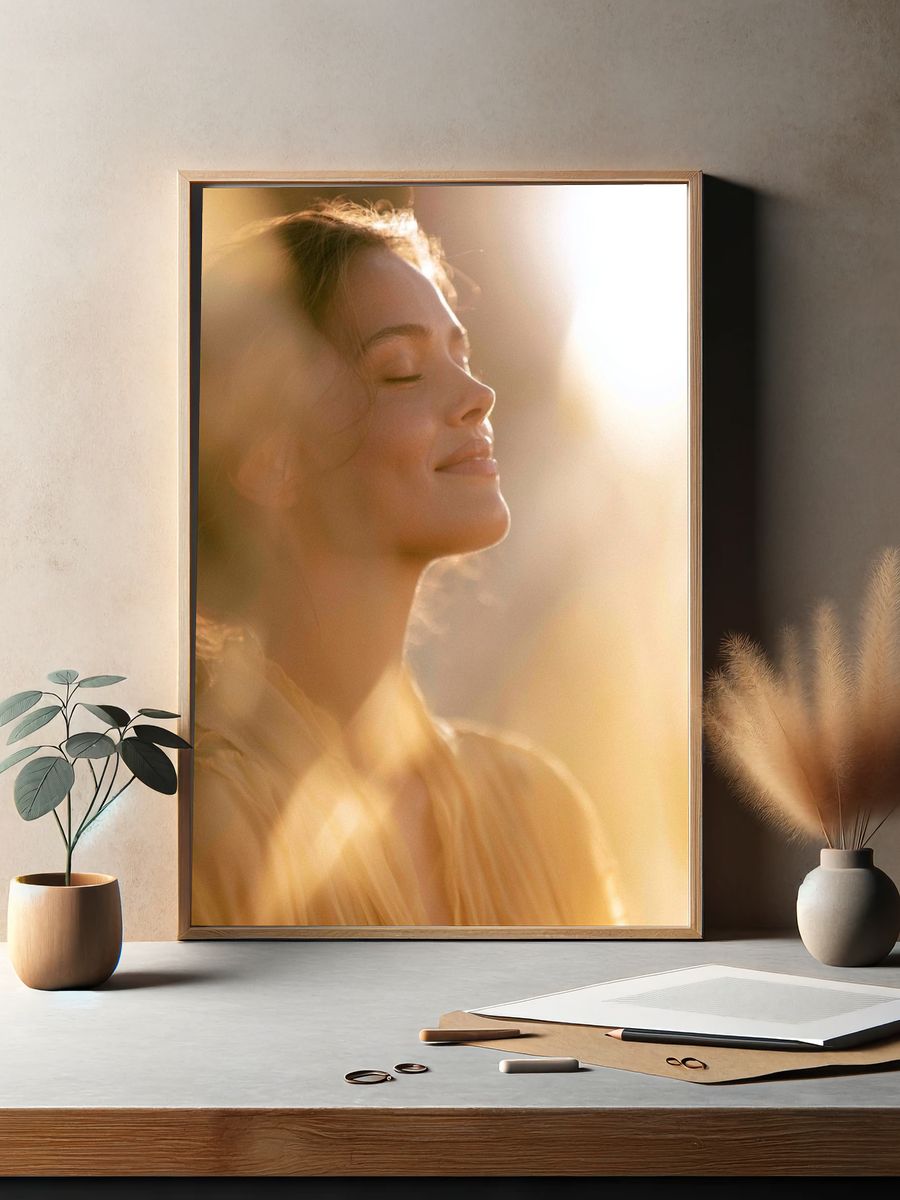 Sunlit Serenity Portrait Print. — room view 2