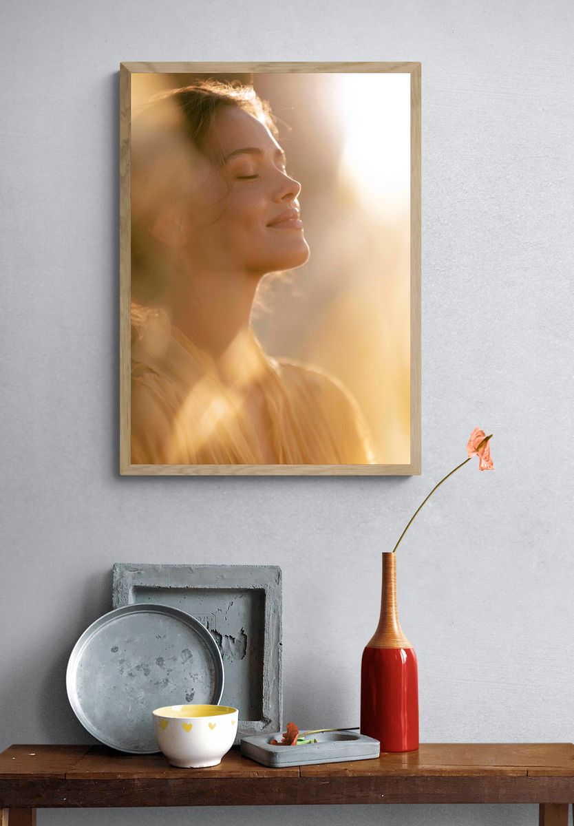Sunlit Serenity Portrait Print. — room view 3