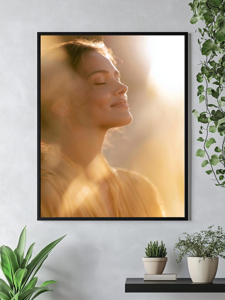Sunlit Serenity Portrait Print. — room view 4