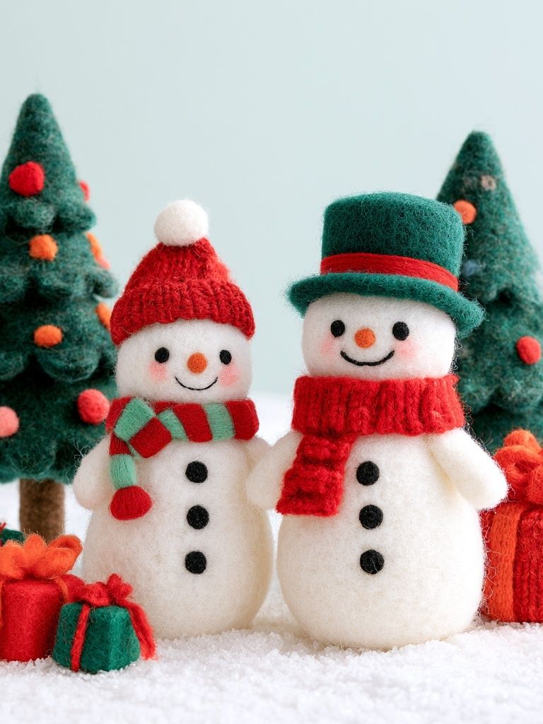 Felt Snowmen Christmas Poster. poster detail