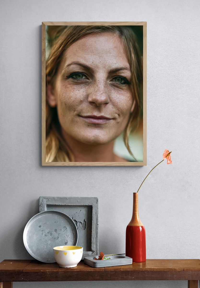 Freckled Woman Portrait Photography Poster. — room view 3