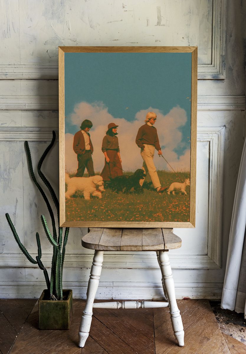 Retro Dog Walk Photography Poster. room preview
