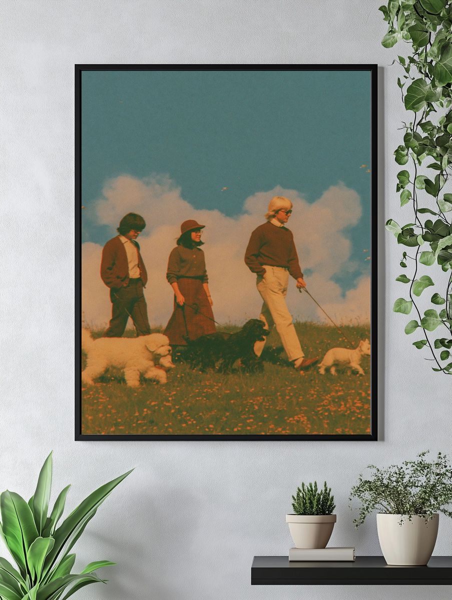Retro Dog Walk Photography Poster. — room view 4