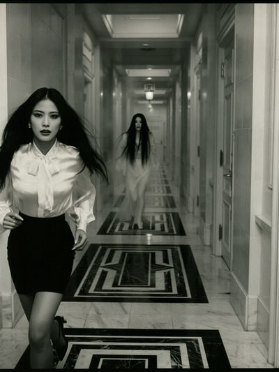 Monochrome Hallway Portrait Print. poster print
