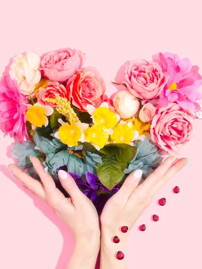 Rainbow flower heart. poster