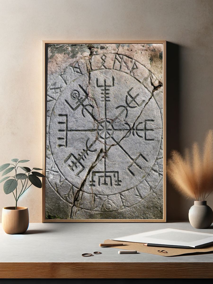 Ancient Rune Circle Photography Poster. — room view 2