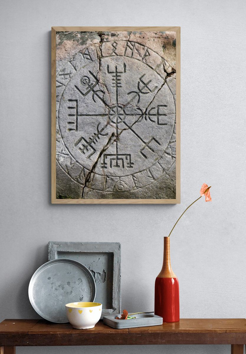 Ancient Rune Circle Photography Poster. — room view 3