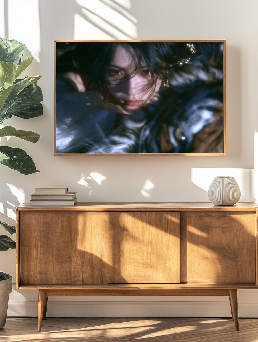Moody Portrait in Shadow Poster. — room view 3