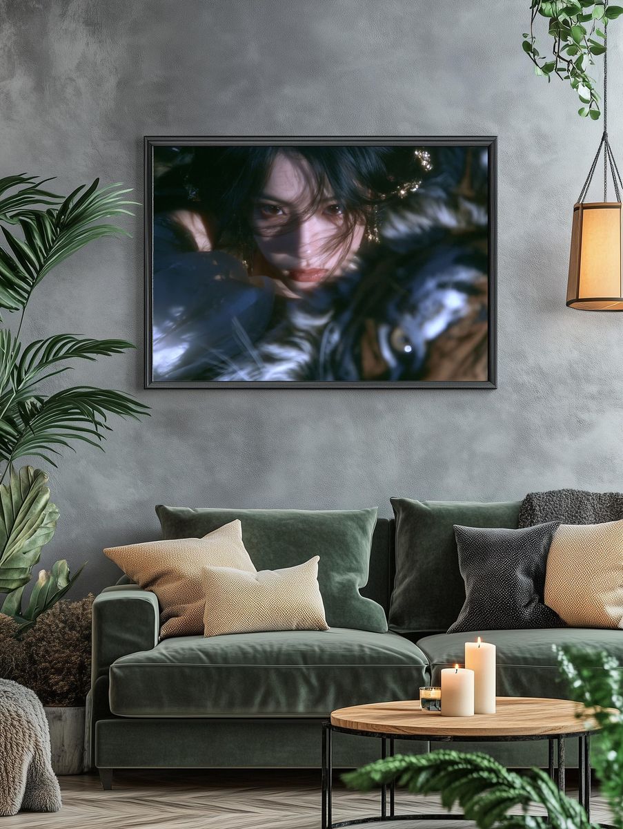 Moody Portrait in Shadow Poster. — room view 4
