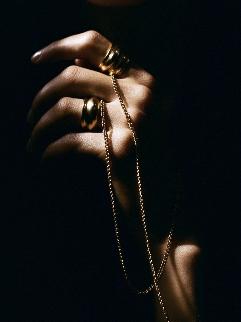 Golden Hand Jewelry Portrait Print. poster — photography art