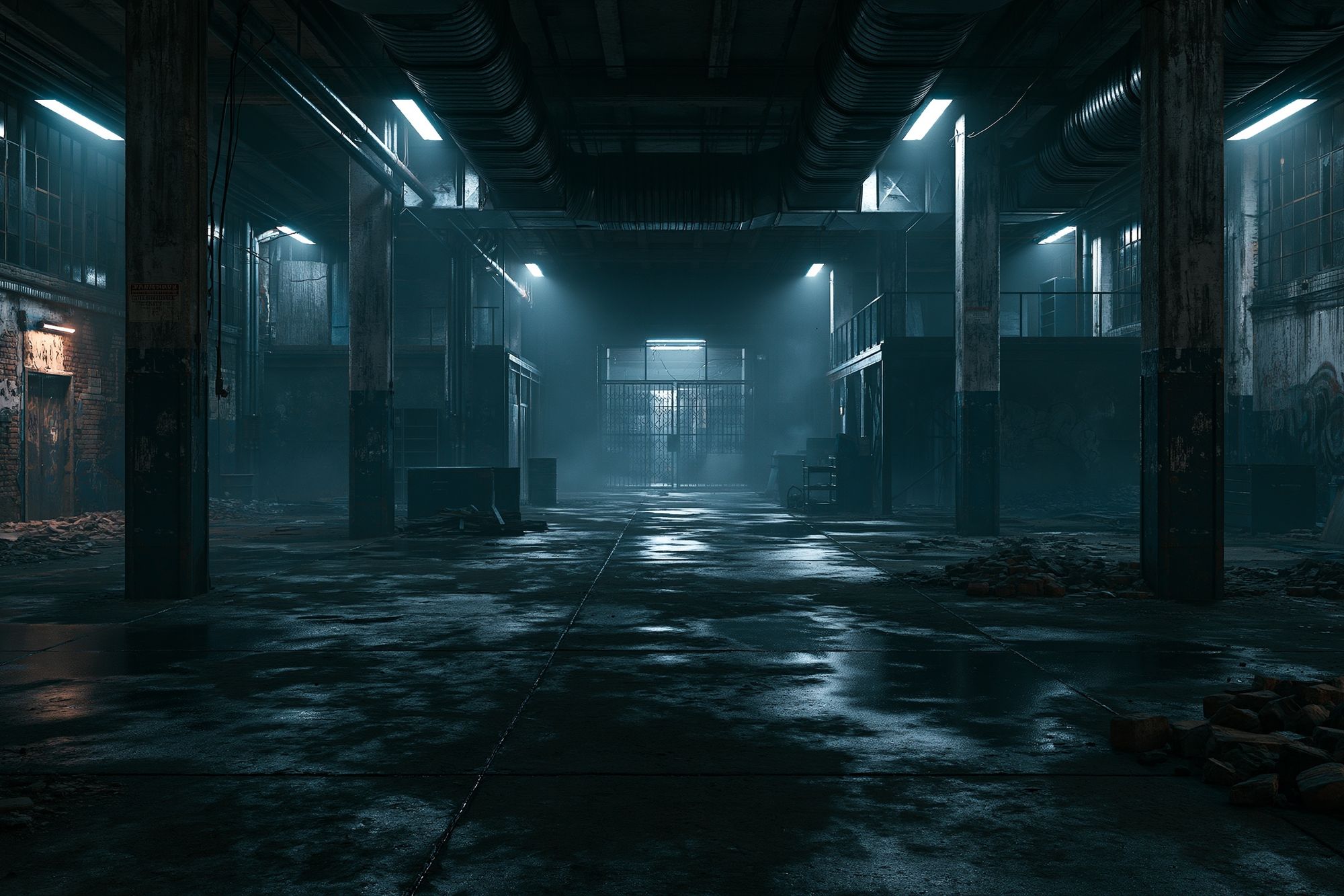 Abandoned Industrial Warehouse Photography Poster. poster detail