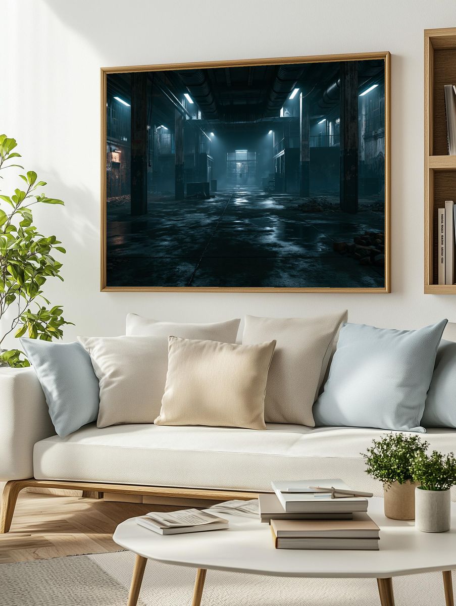Abandoned Industrial Warehouse Photography Poster. — room view 2