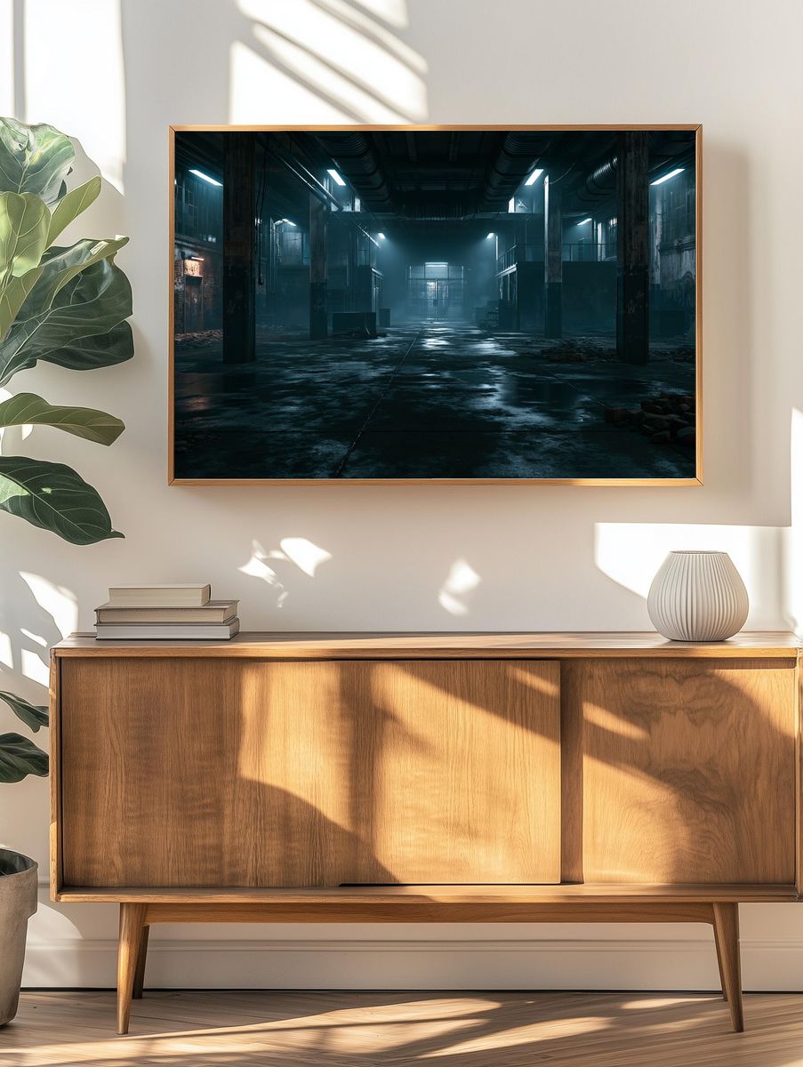 Abandoned Industrial Warehouse Photography Poster. — room view 3