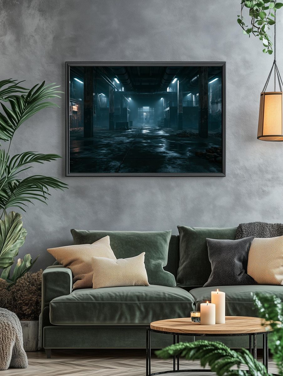 Abandoned Industrial Warehouse Photography Poster. — room view 4