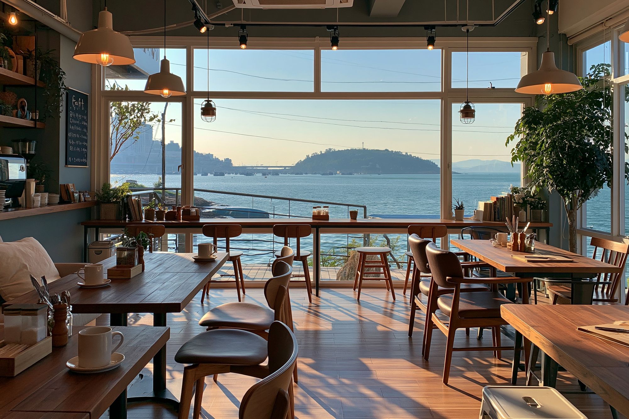 Seaside Cafe Interior Photography Poster. poster — photography art
