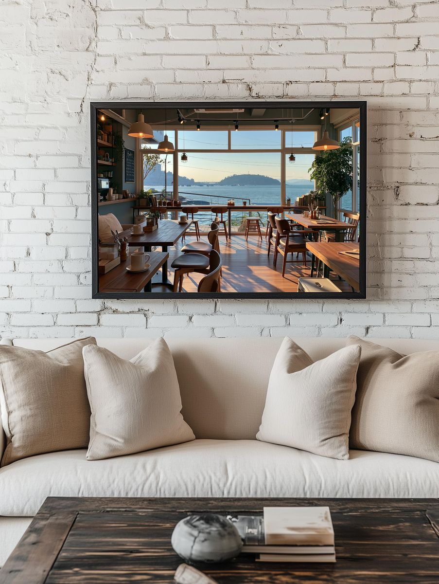 Seaside Cafe Interior Photography Poster. — room view 1