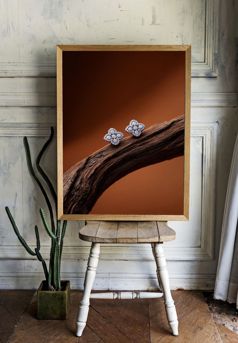 Diamond Floral Studs Photography Print. — room view 1