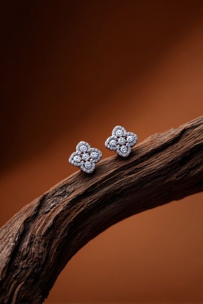 Diamond Floral Studs Photography Print.