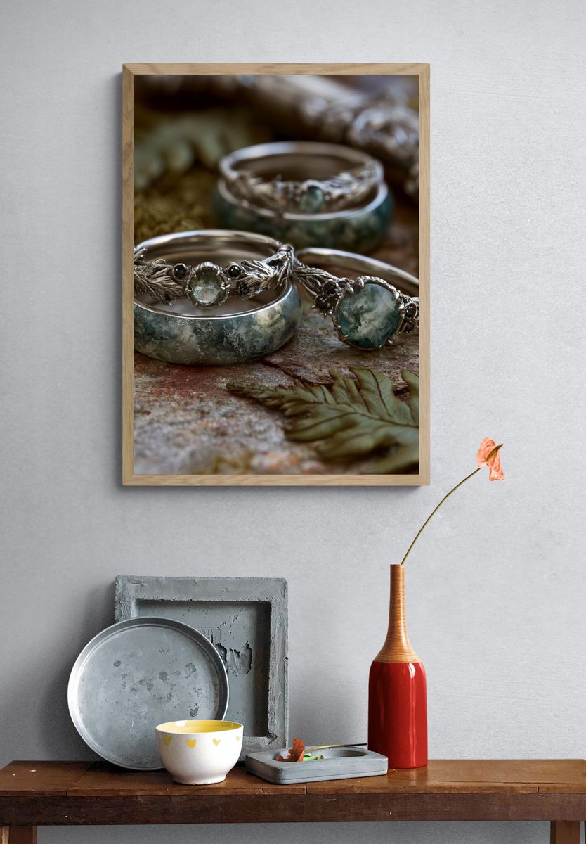Botanical Gemstone Rings Photography Poster. — room view 3